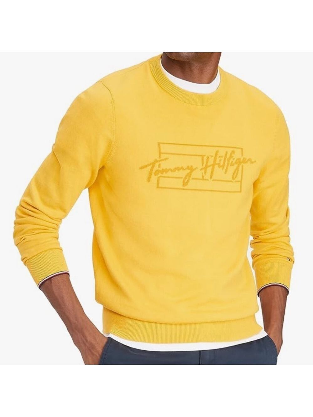 Tommy Hilfiger Yellow Sweater for Men Size Large